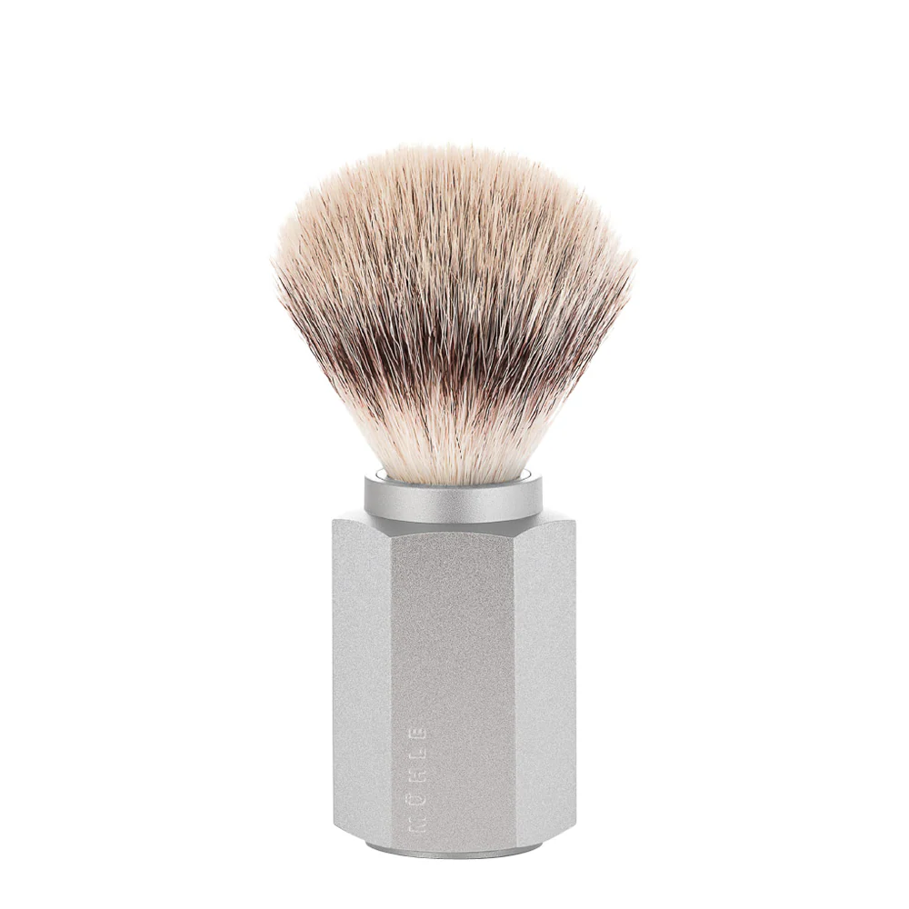 Shaving Accessories - Muhle Brush Hexagon Silvertip Pure Silver Gray
