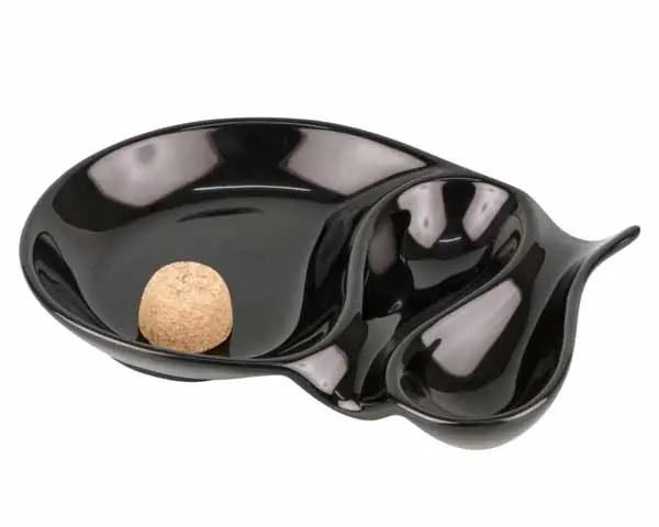 Pipe Ashtray - Ceramic Black Shine Oval - 2 Pipes 