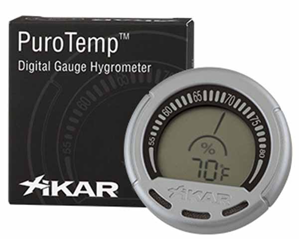 Hygrometer - Xikar Purotemp Digital Round Hygrometer Silver