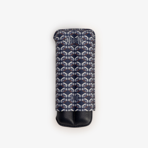 [13384] Cigar Case - Pinel Et Pinel Double D24 Coated Canvas Indigo - 2 Cigars