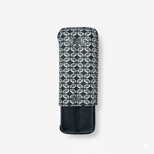 [14024] Cigar Case - Pinel Et Pinel Double D24 Coated Canvas Perfect Black - 2 Cigars