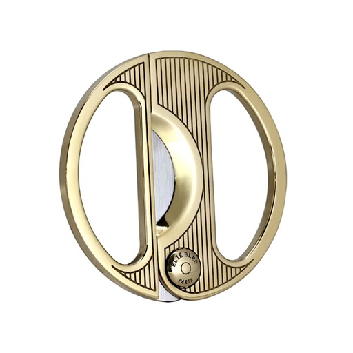 [16967] Cigar Cutter - Elie Bleu Round Gold Pinstripe
