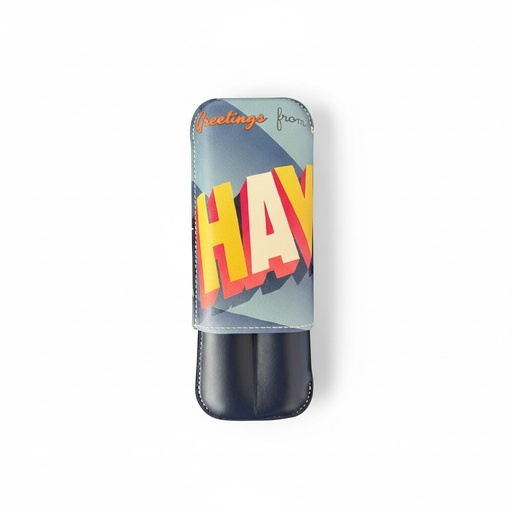 [17940] Cigar Case - Recife Greetings From Havana Space Blue - 2 Cigars